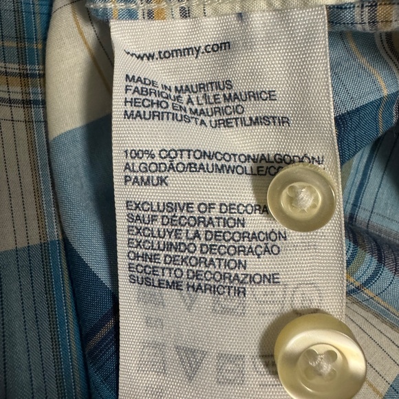 Men's Tommy Hilfiger Classic Fit Short Sleeve Plaid Shirt Blue Size XL - Picture 10 of 10
